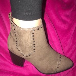 Tan studded ankle bootie